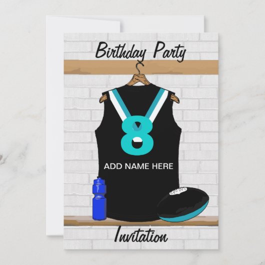 Aussie Rules Jersey Birthday - uitnodiging (Voorkant)