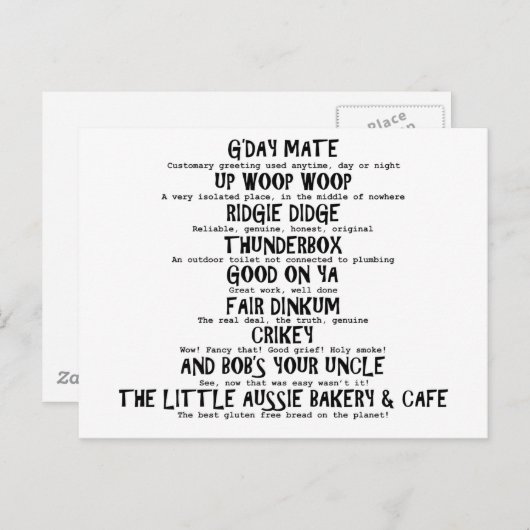Aussie Slang Briefkaart (Voorkant / Achterkant)