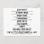 Aussie Slang Briefkaart (Voorkant)