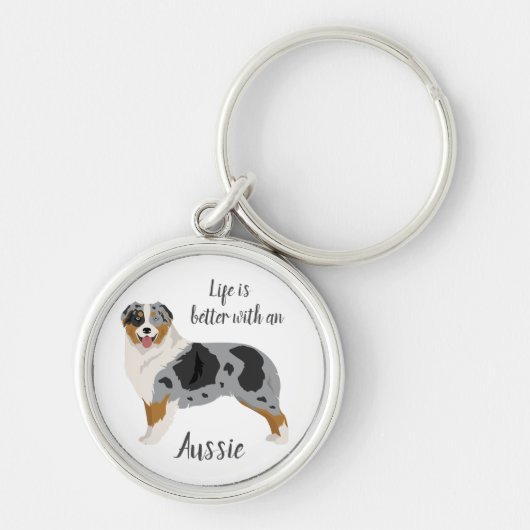 Aussie sleutelhanger. Australian Shepherd sleutelh Sleutelhanger (Voorkant)
