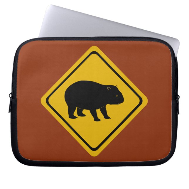 Aussie-verkeersbord - wombat-elektronica laptop sleeve (Voorkant)