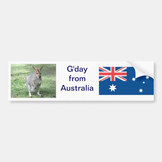 Aussie Wallaby G'day Bumpersticker (Voorkant)