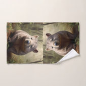 Aussie Wombat Dans Le Bassin Australien, (Serviette à main)