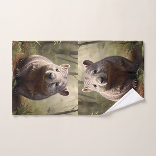 Aussie Wombat Dans Le Bassin Australien, (Serviette à main)