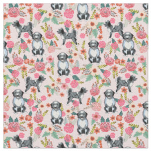 aussiedoele dog florals roze stof