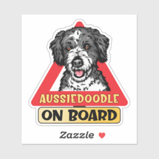 Aussiedoodle Aan boord Doodle Hond Rood verkeersbo Sticker