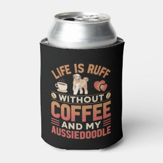 Aussiedoodle hond en koffie blikjeskoeler