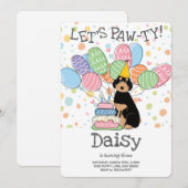 Aussiedoodle noir Tan Invitation de fête d'anniver (Devant / Derrière)