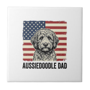 Aussiedoodle vader patriottisch vintage hond shirt tegeltje