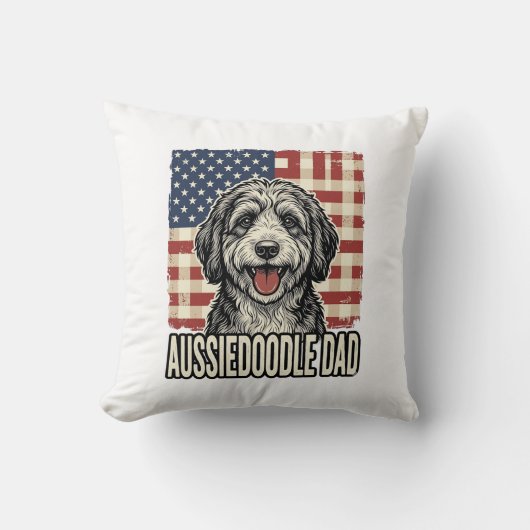 Aussiedoodle vader patriottisch vintage hondsshirt kussen (Voorkant)