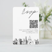 Austin Bruiloft RSVP QR Code Kleine Behuizing Kaar Informatiekaartje (Staand voorkant)