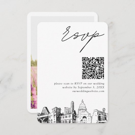Austin Bruiloft RSVP QR Code Kleine Behuizing Kaar Informatiekaartje (Voorkant / Achterkant)