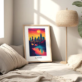 Austin City Sunset Skyline Poster