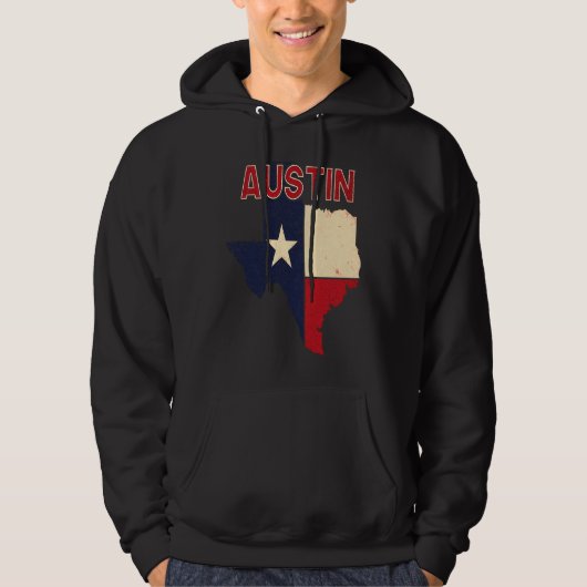 Austin City Texas Texan Flag Map Hoodie (Voorkant)