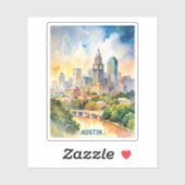 Austin City Waterverf schilderij Sticker (Vel)