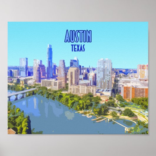 Austin Downtown Texas  Poster (Voorkant)