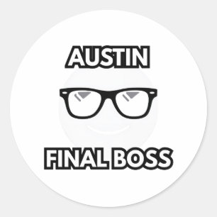 Austin Eindbaas Cool Emoji Ronde Sticker