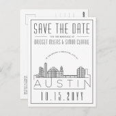 Austin | Gestileerde skyline De datum opslaan Briefkaart (Voorkant / Achterkant)