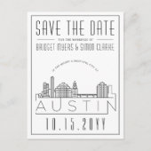 Austin | Gestileerde skyline De datum opslaan Briefkaart (Voorkant)
