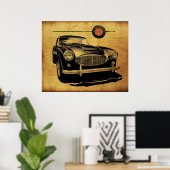 Austin Healey 3000 Black Poster (Thuiskantoor)