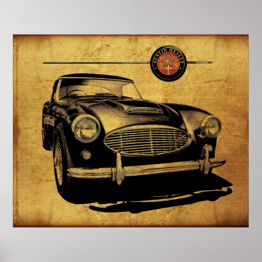 Austin Healey 3000 Black Poster (Voorkant)