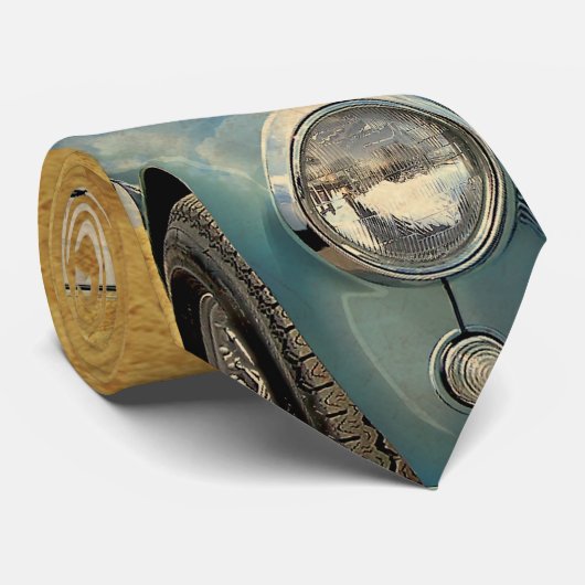 Austin Healey 3000 blauw op wit Stropdas (Opgerold)