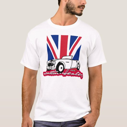 Austin-Healey Union Jack-script T-shirt (Voorkant)