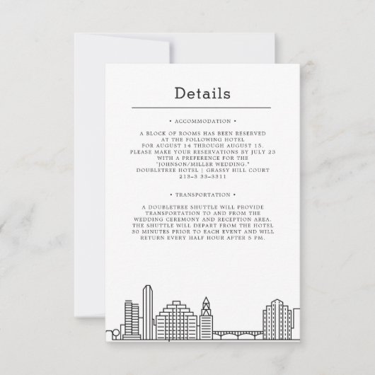 Austin Huwelijk | Details van de gast Kaart (Voorkant)