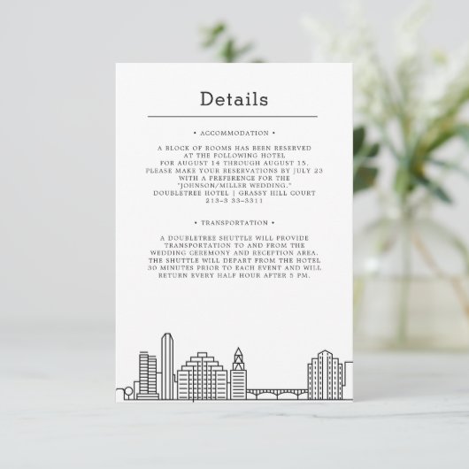 Austin Huwelijk | Details van de gast Kaart (Staand voorkant)