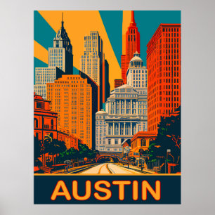 Austin in levendige kleuren, Reizen Poster