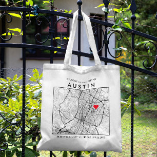 Austin Love Locator Stadsplattegrond Bruiloft We Tote Bag