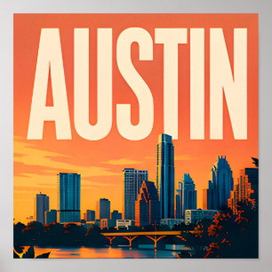 Austin Riverfront Texas Capitool Poster