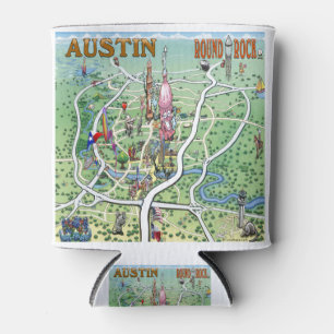 Austin Round Rock, Texas Fun Map Blikjeskoeler