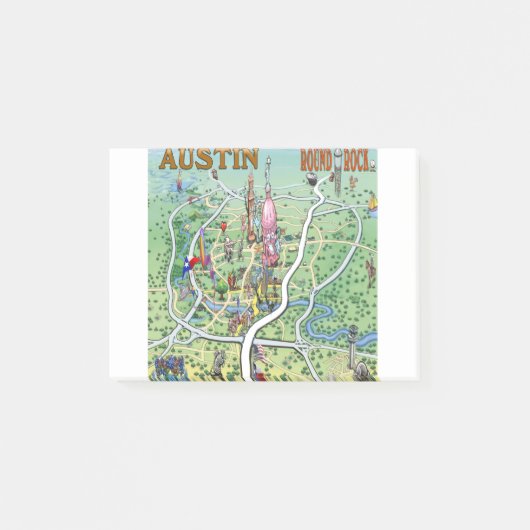 Austin Round Rock, Texas Fun Map Post-it® Notes (Voorkant)