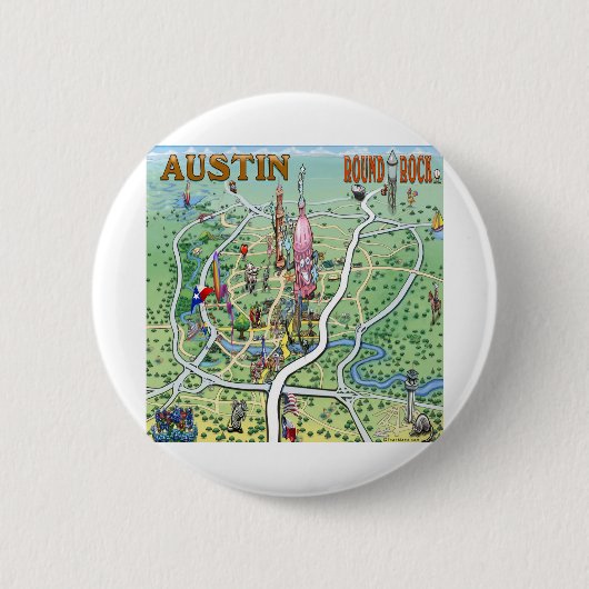Austin Round Rock, Texas Fun Map Ronde Button 5,7 Cm (Voorkant)