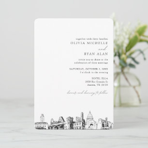 Austin Skyline Destination Wedding Invitation Kaart