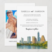 Austin Skyline Destination Wedding Invitation Kaart (Voorkant / Achterkant)