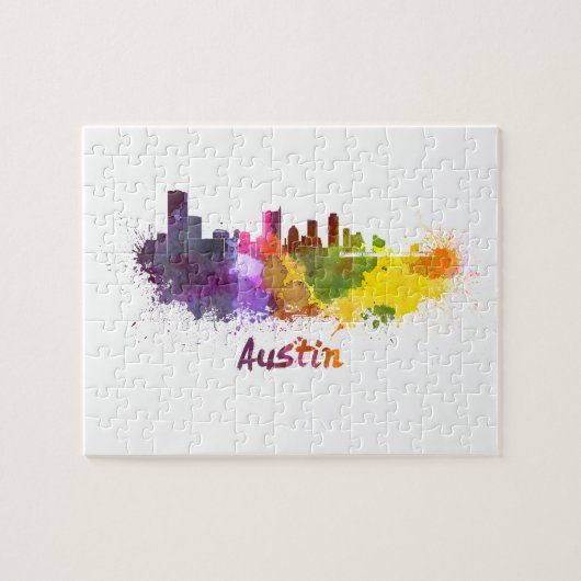 Austin skyline in watercolor legpuzzel (Horizontaal)