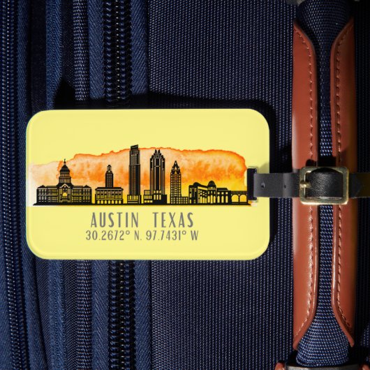 Austin Skyline Latitude Bagagelabel (Voorkant Insitu 4)