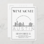 Austin Skyline Modern Deco | Adreswijziging Aankondigingskaart (Voorkant / Achterkant)