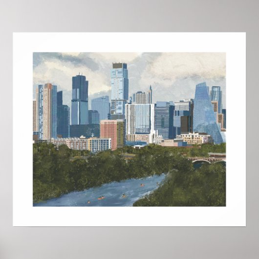 Austin Skyline Painted Art Print (Voorkant)