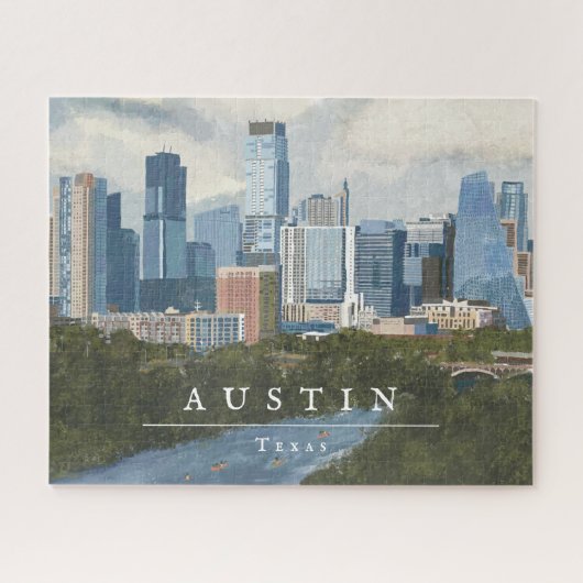 Austin Skyline Painted Art Print Legpuzzel (Horizontaal)