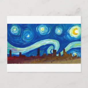 Austin Skyline Silhouette met Sterrennacht Briefkaart