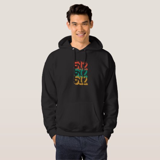Austin Texas 512 Area Code Cool Eighties geïnspire Hoodie (Voorkant volledig)