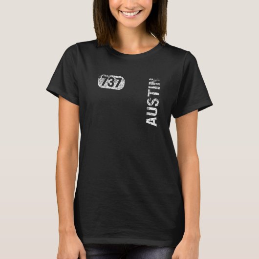 Austin Texas 737 Area Code Retro T-shirt (Voorkant)