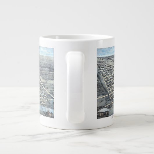 Austin, Texas Antiek Luchtfoto Stadsplattegrond va Extra Grote Mok (Achterkant)