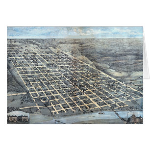 Austin, Texas Antieke Luchtkaart van 1873