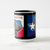 Austin, Texas avec couleurs de drapeau, Mug (Centre)