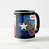 Austin, Texas avec couleurs de drapeau, Mug (Devant droit)