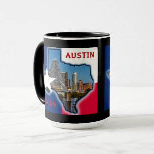 Austin, Texas avec couleurs de drapeau, Mug